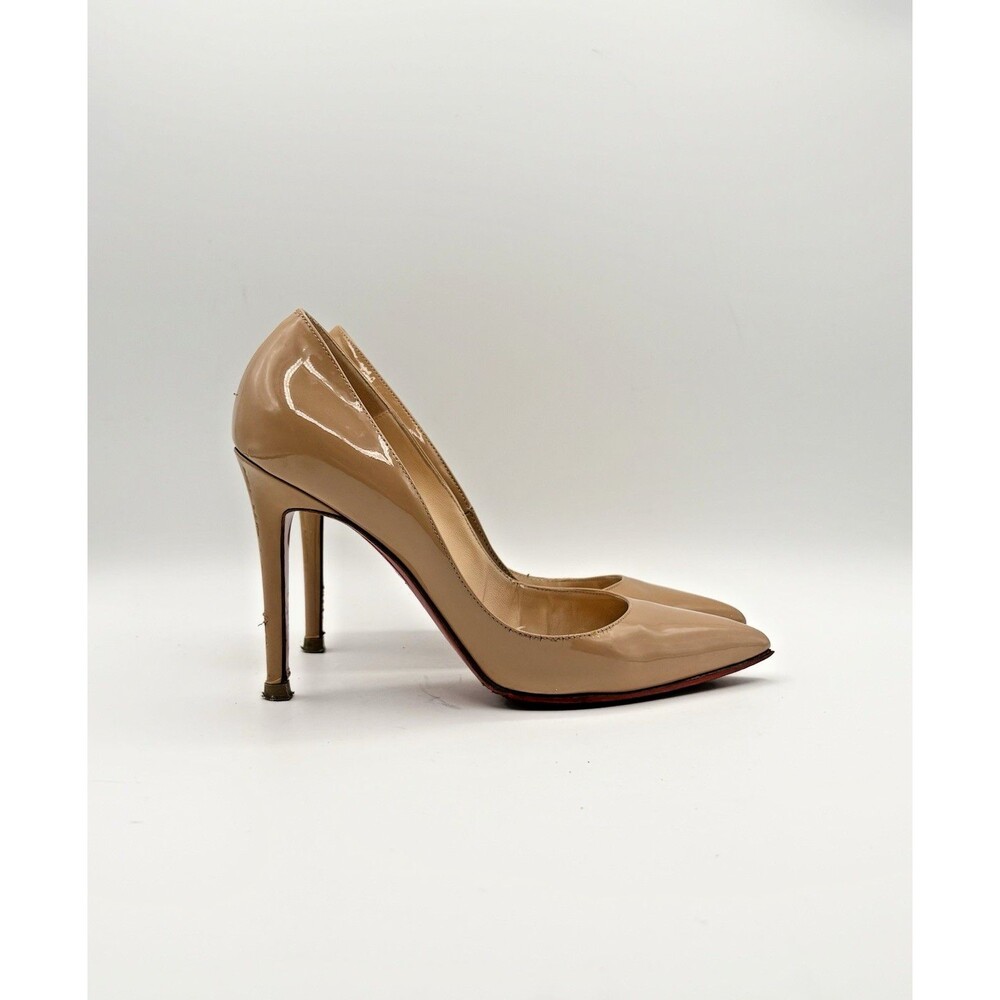 Christian Louboutin Nude Patent Leather Pigalle 100 Pointed Toe Heels EU 37.5